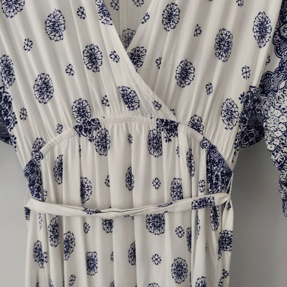South of France Blue and Ivory Print Maxi Dress - Picture 7 of 16